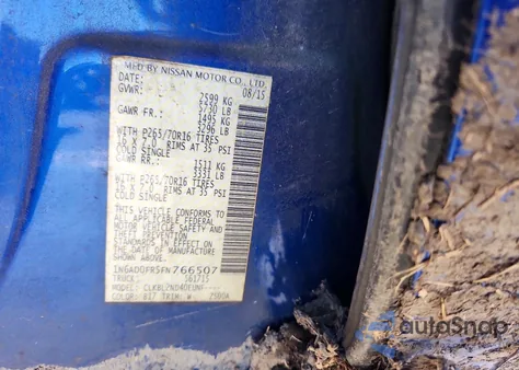 2015 Nissan Frontier Sv from USA, damaged, VIN 1N6AD0FR5FN766507